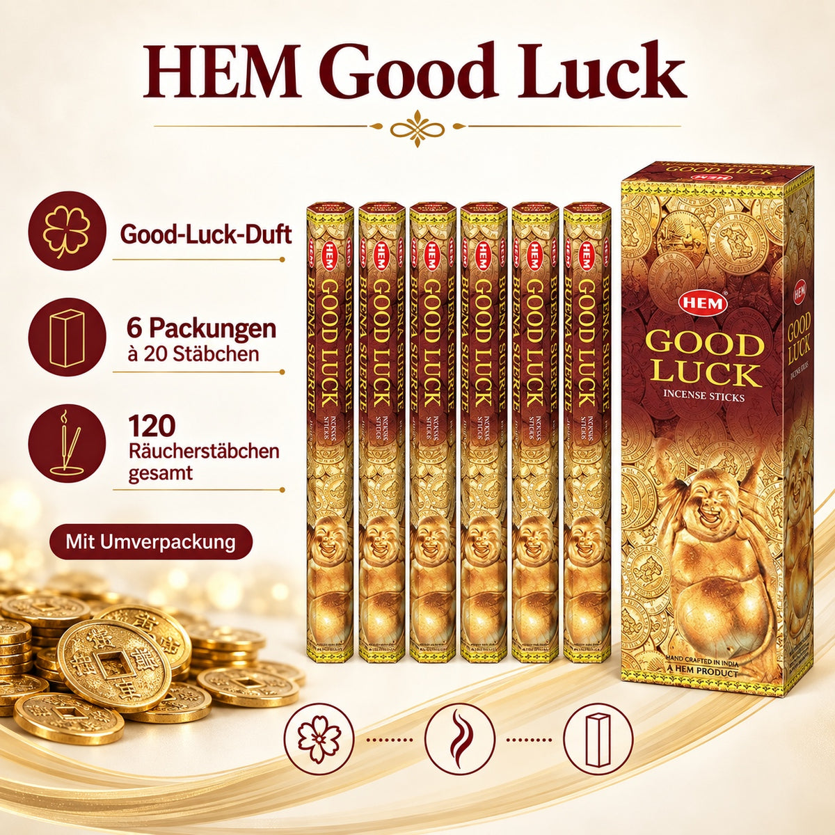 HEM Good Luck Räucherstäbchen 6er-Pack