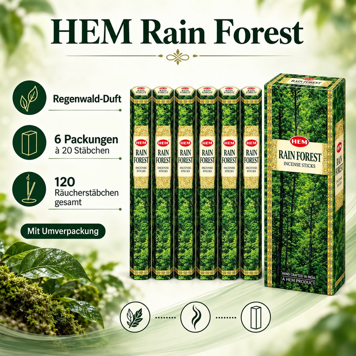 HEM Rainforest Räucherstäbchen 6er-Pack