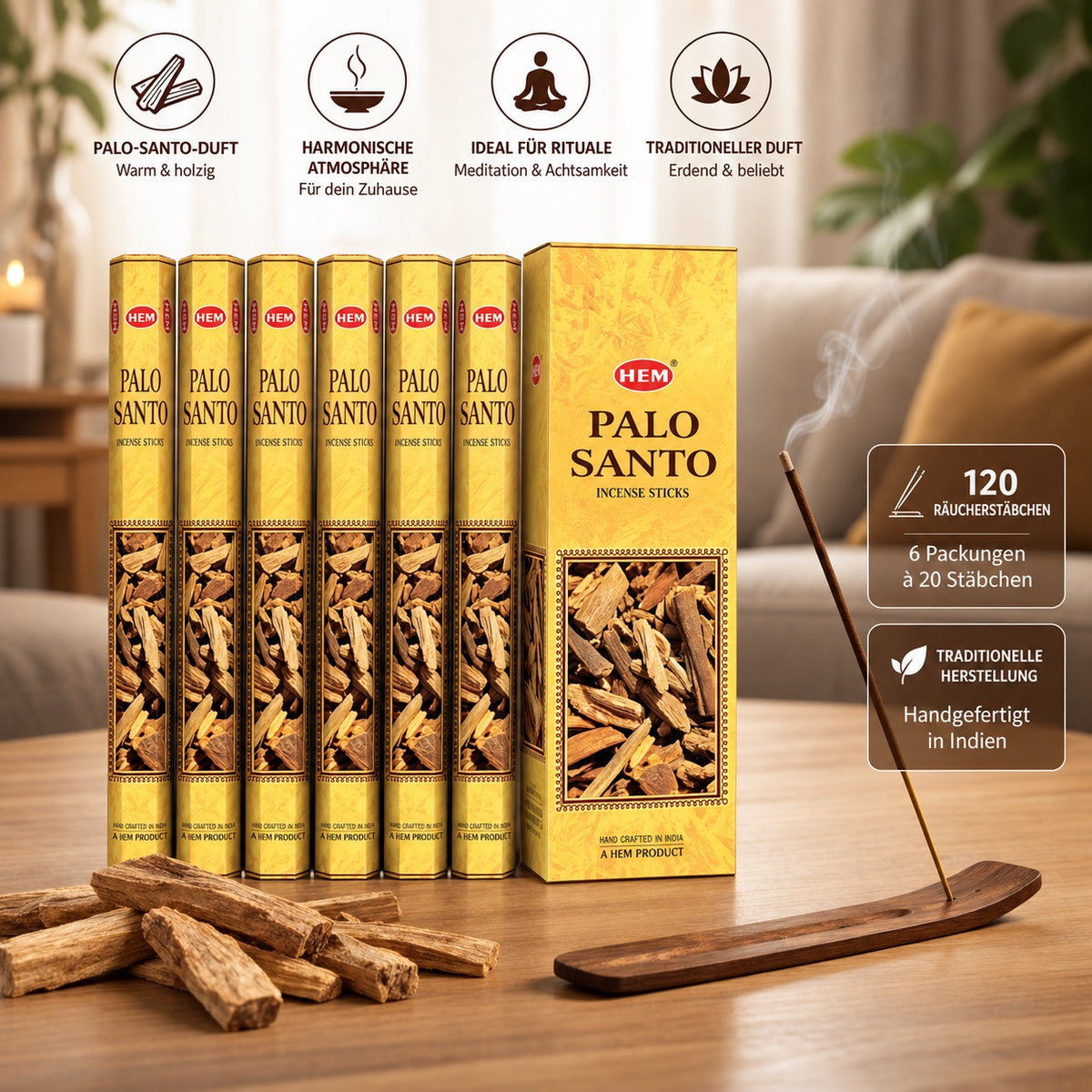 HEM Palo Santo Räucherstäbchen 6er-Pack
