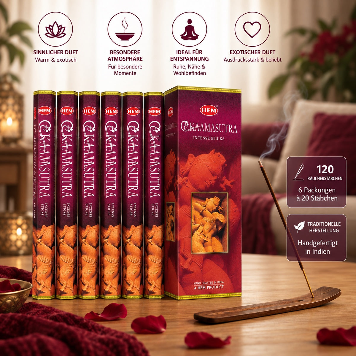HEM Kamasutra Räucherstäbchen 6er-Pack