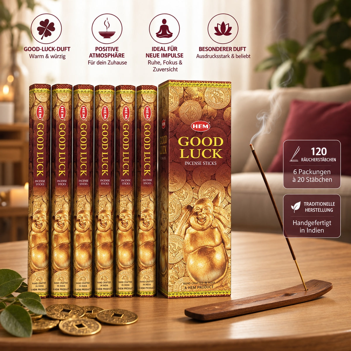 HEM Good Luck Räucherstäbchen 6er-Pack