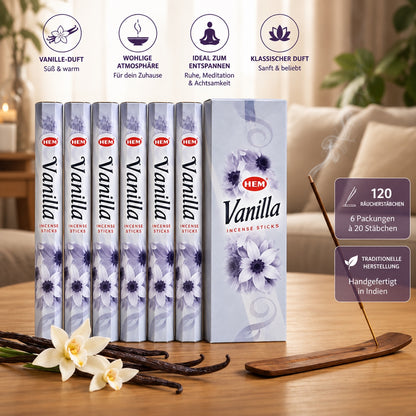 HEM Vanilla Räucherstäbchen 6er-Pack