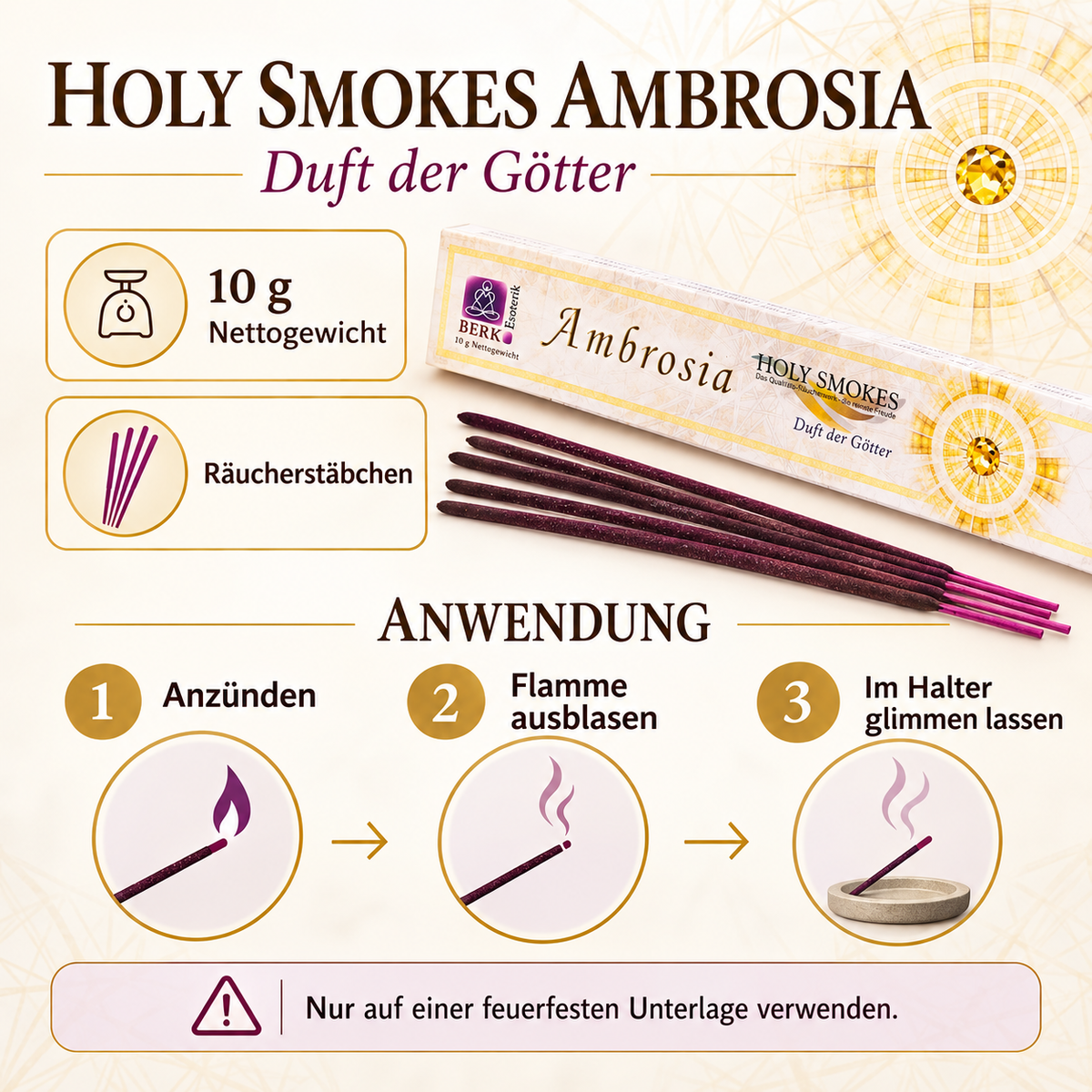 Berk Ambrosia Räucherstäbchen – Produktinformationen