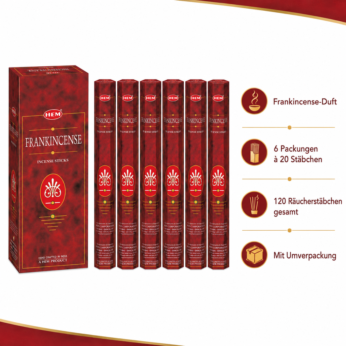 HEM Frankincense Räucherstäbchen 6er-Pack