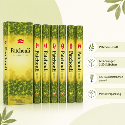 HEM Patchouli Räucherstäbchen 6er-Pack