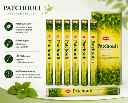 HEM Patchouli Räucherstäbchen 6er-Pack