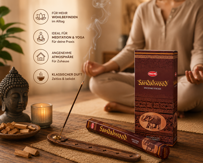 HEM Sandalwood Räucherstäbchen 6er-Pack
