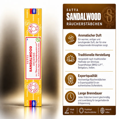 Satya Sandelwood Räucherstäbchen 15g